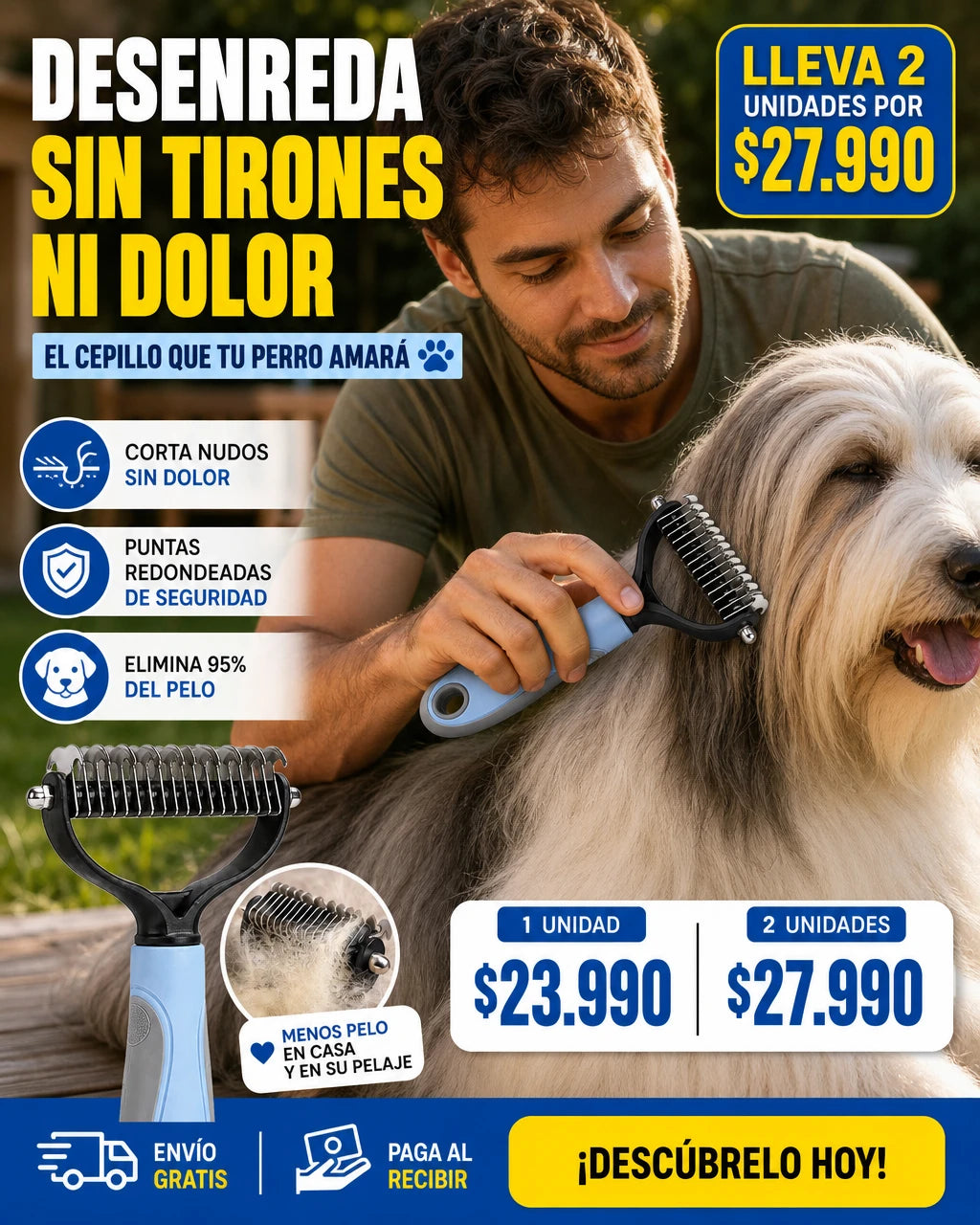 DesenredaPet | Cepillo corta nudos pelo Mascota